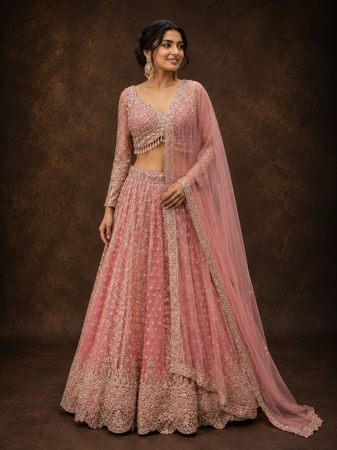 Blush Pink Silk Designer Lehenga Choli with Heavy Embroidery & Net Dupatta